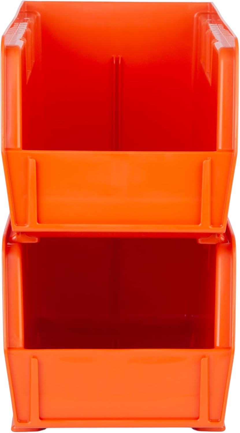 Contenedores plástico apilables 11x5.5x5" color naranja