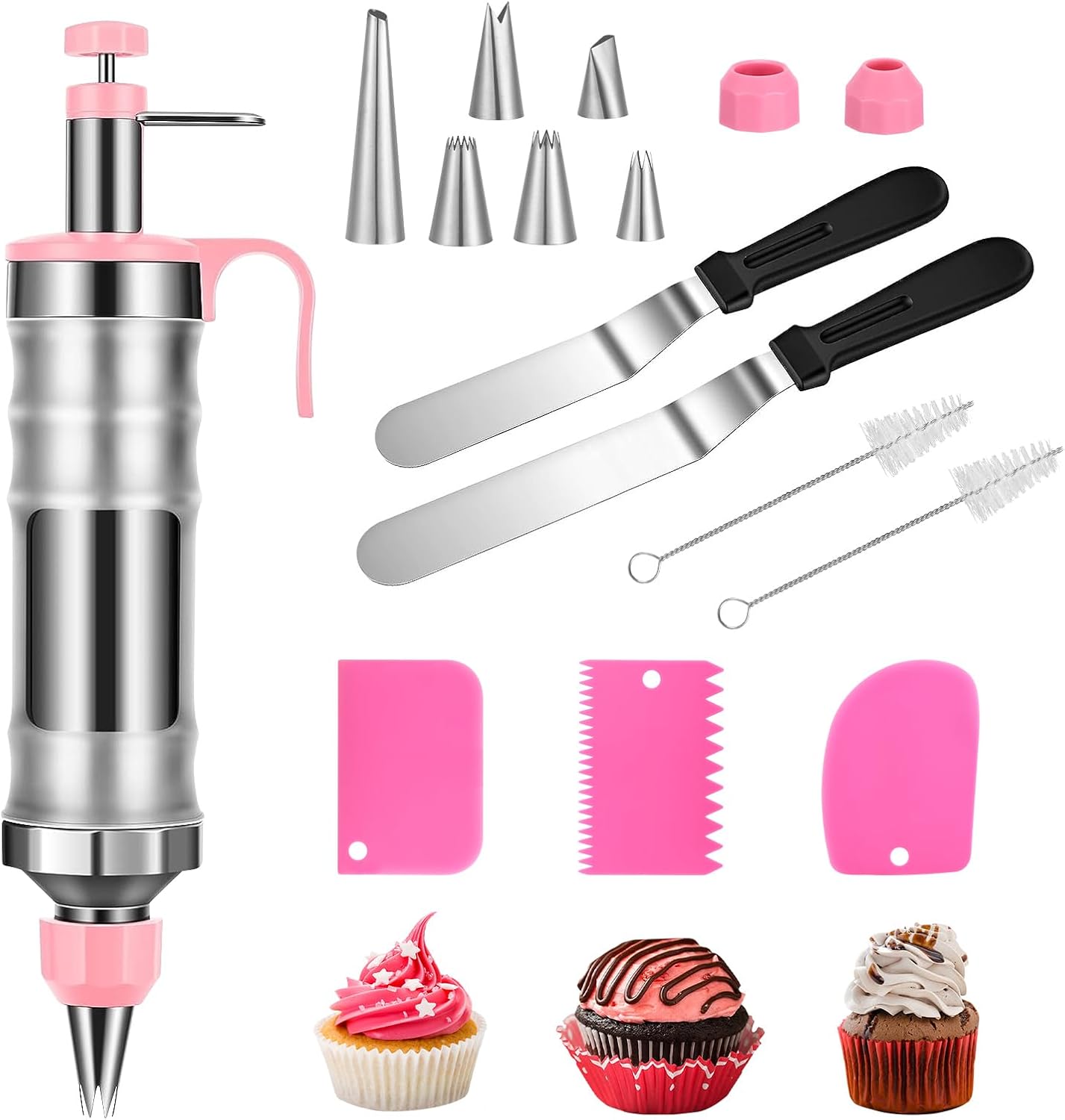 Set jeringas acero inox 6 boquillas raspador pasteles