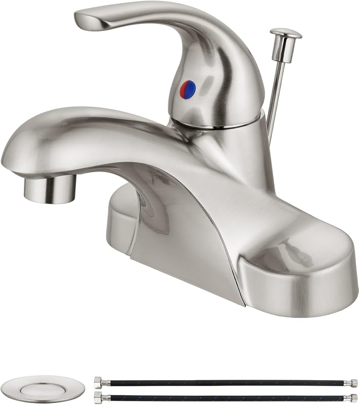 Grifo baño 4" níquel cepillado desagüe varilla 1.2GPM