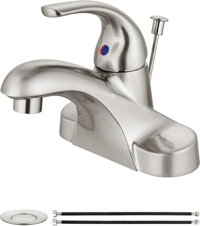 Grifo baño 4" níquel cepillado desagüe varilla 1.2GPM