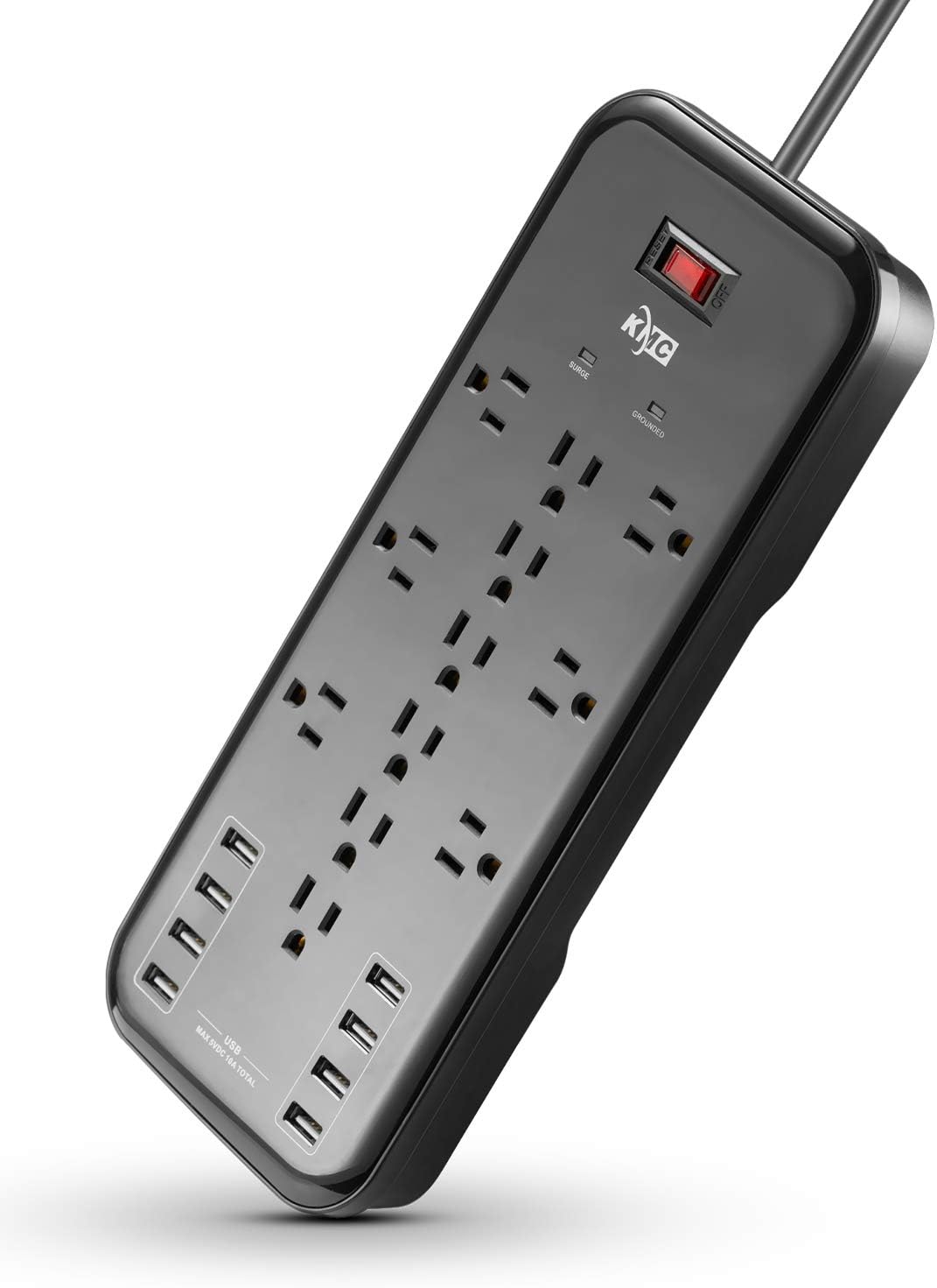 Regleta protección sobretensiones 12 salidas 8 USB 2500J 6ft