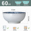 Tazones sopa 60oz cerámica japonesa 3 Pzas azul blanco