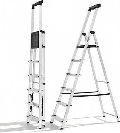 Escalera aluminio 6 escalones plegable antideslizante