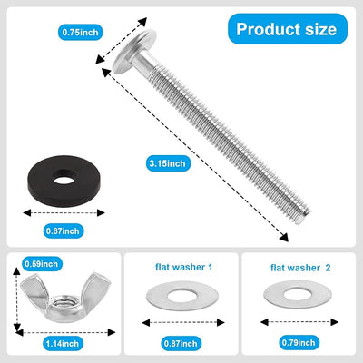 Kit 4 s universales para asiento inodoro acero inox 5/16x3.15pulg