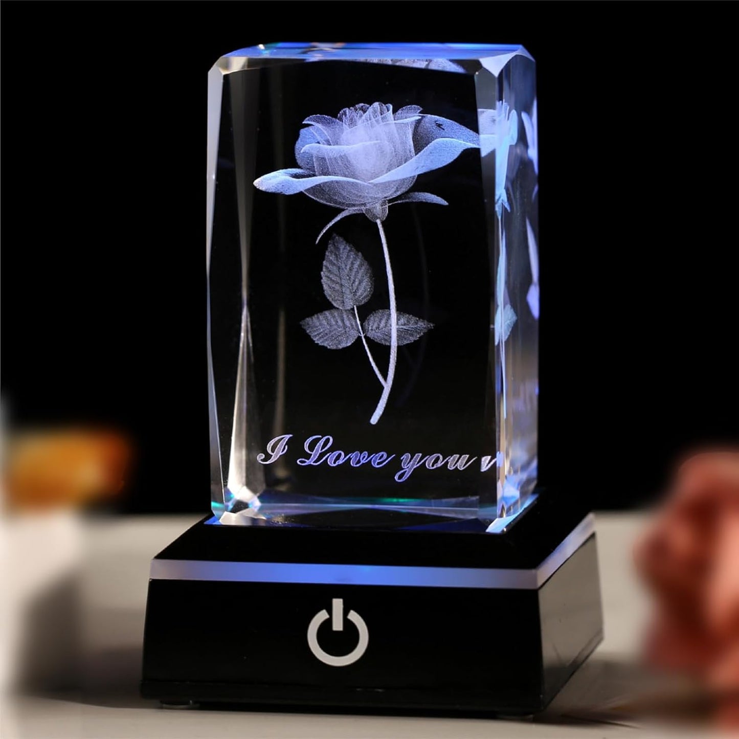 Luz Nocturna Cristal Rosa 3D Regalo para Mujer