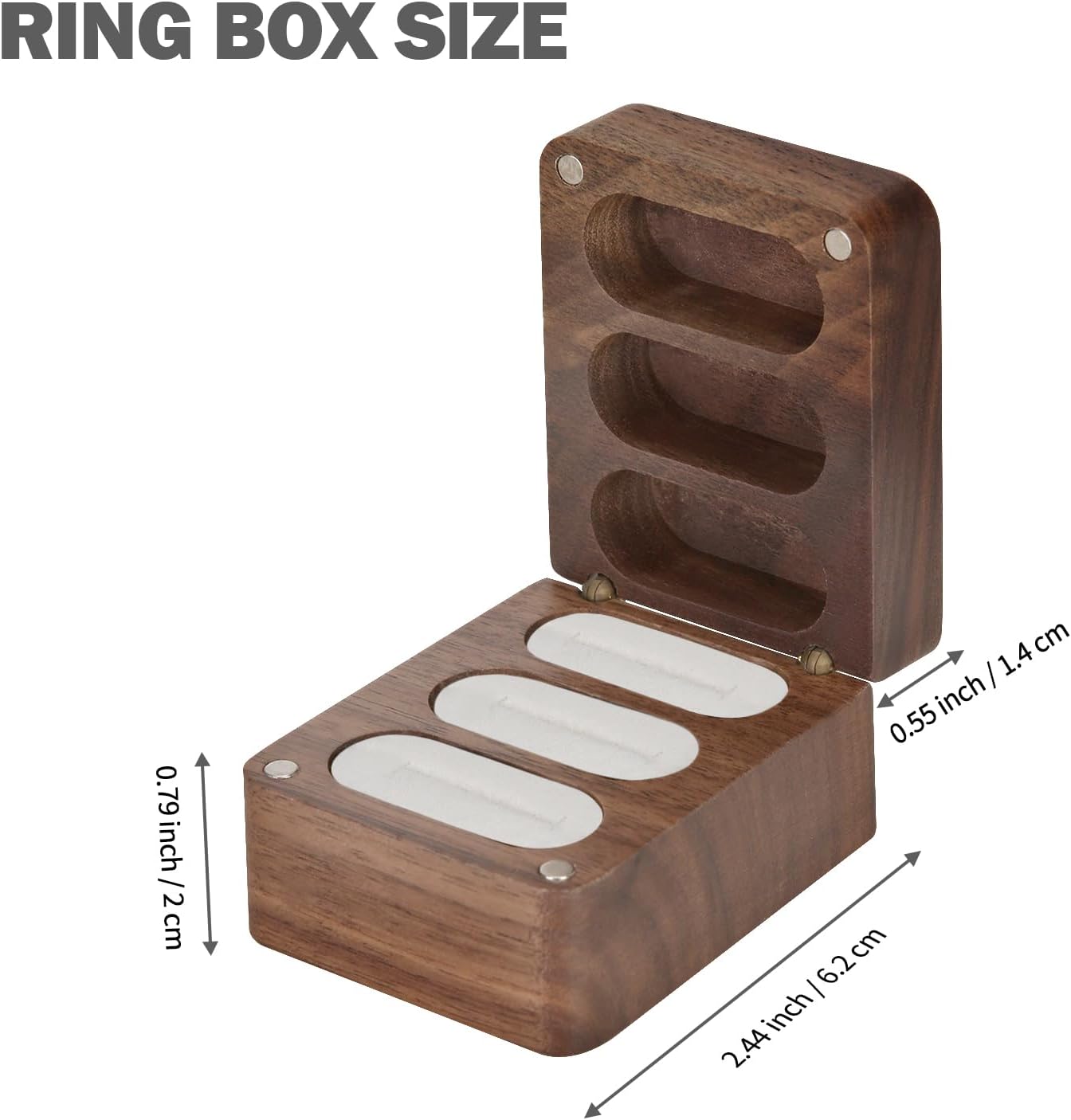 Caja terciopelo madera 3 ranuras compromiso