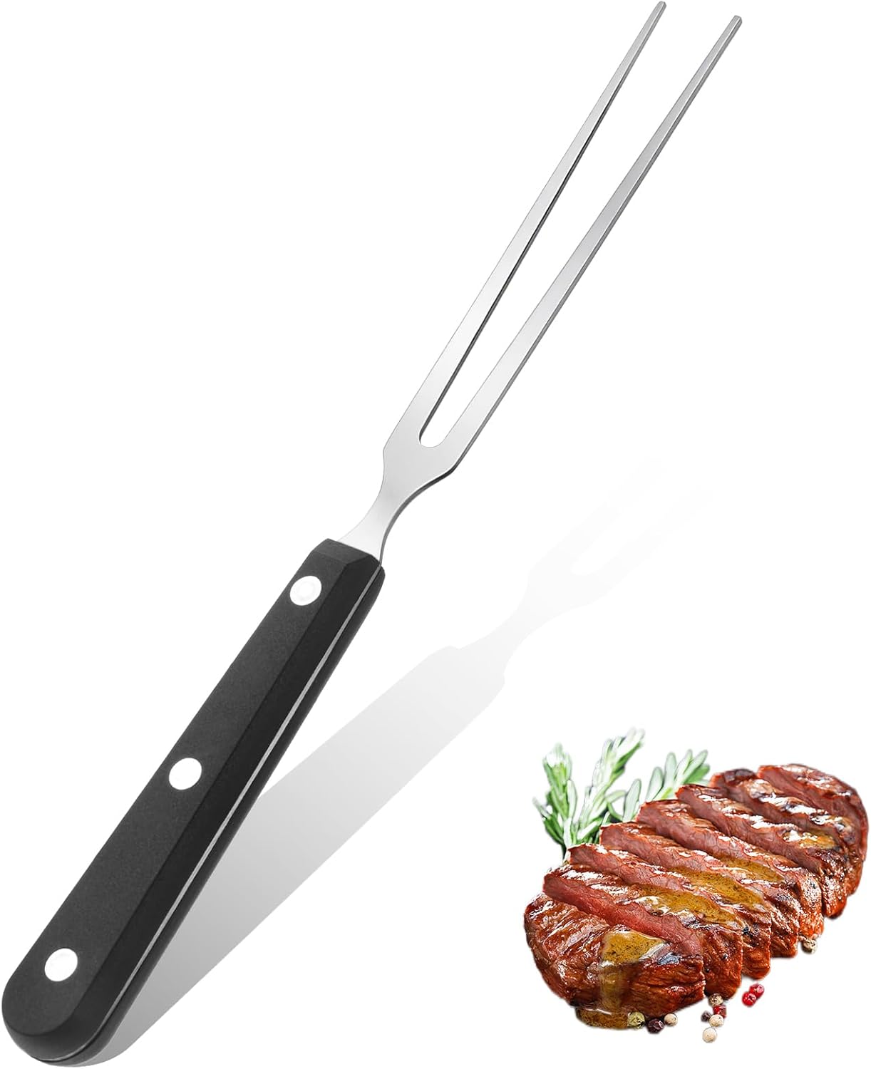 Tenedor carne acero inox 2 puntas mango largo
