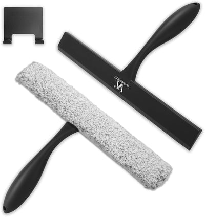Juego escobilla ducha puerta vidrio microfibra 11pulg antiderrap