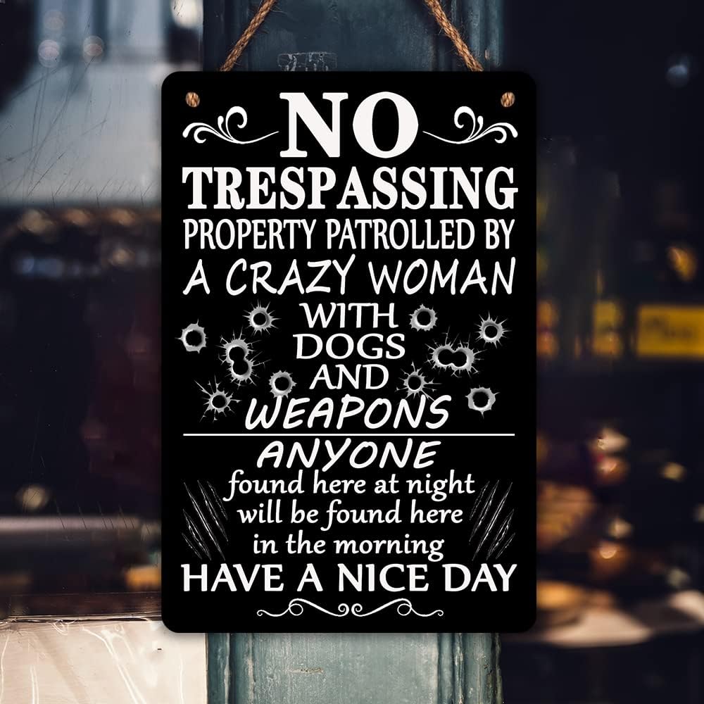 Letrero metal estaño No Trespassing 8x12"