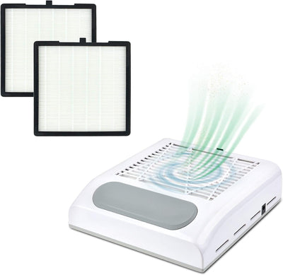 Colector polvo uñas 80W 2 filtros bajo ruido blanco