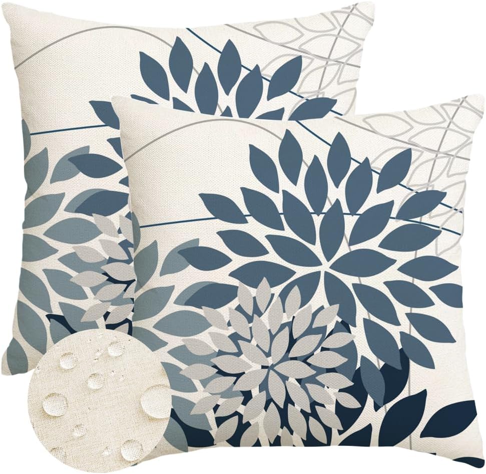 2 Pzas Fundas Almohada 18x18" Flores Grises