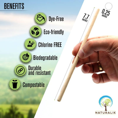 300/1000 Pajitas Papel Marrón Biodegradables Sin Toxinas