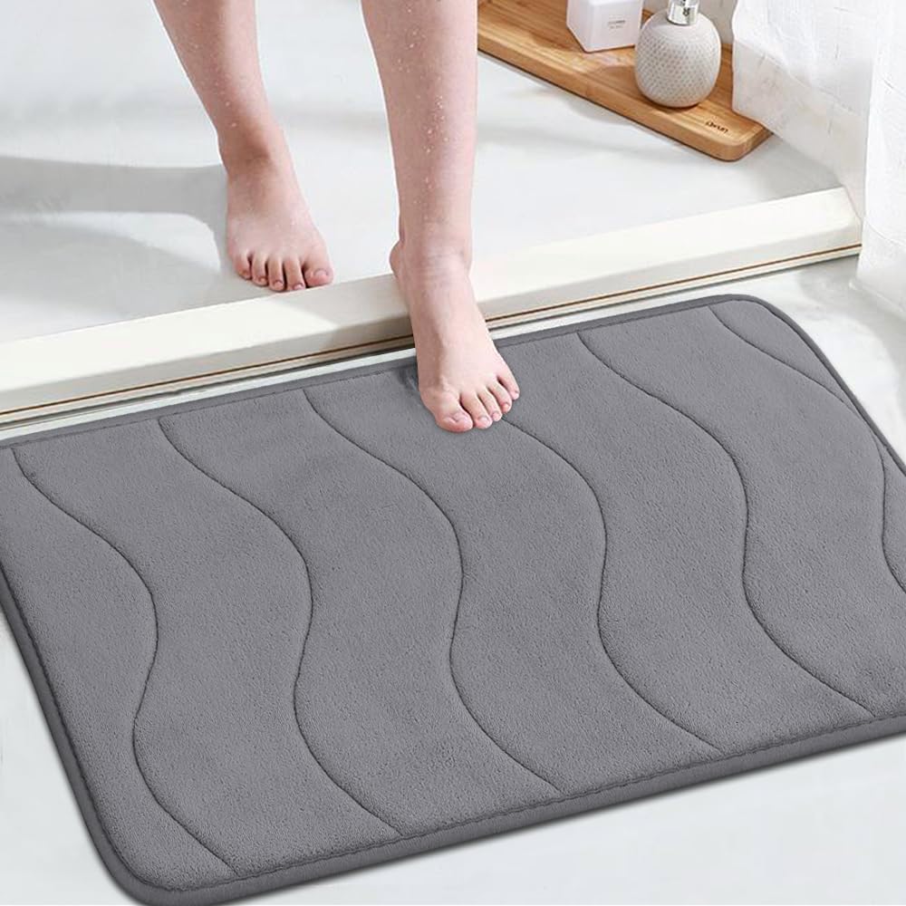 Alfombra baño espuma viscoelástica antideslizante 24x17 gris