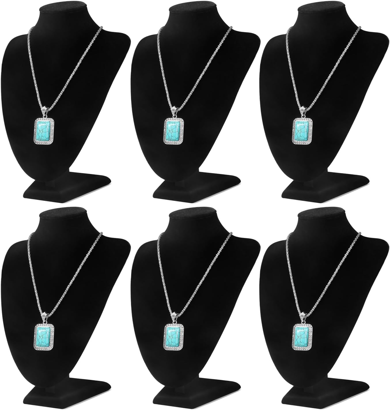 Soporte terciopelo negro 10" para collares y joyas set 6