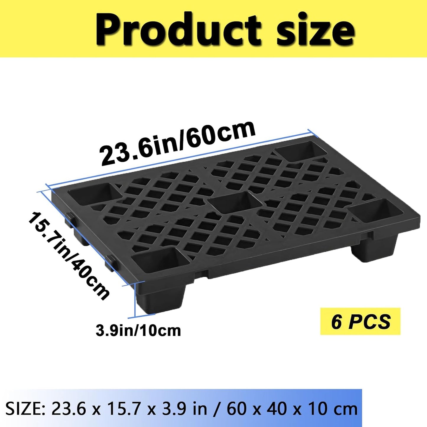 Paleta plástico entrelazada 23.6x15.7pulg set 6 negro
