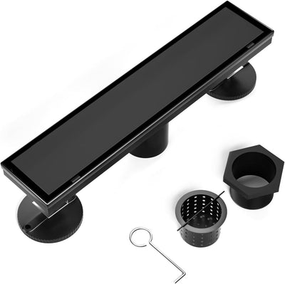 Drenaje ducha 12pulg acero inox 304 captador pelo negro mate