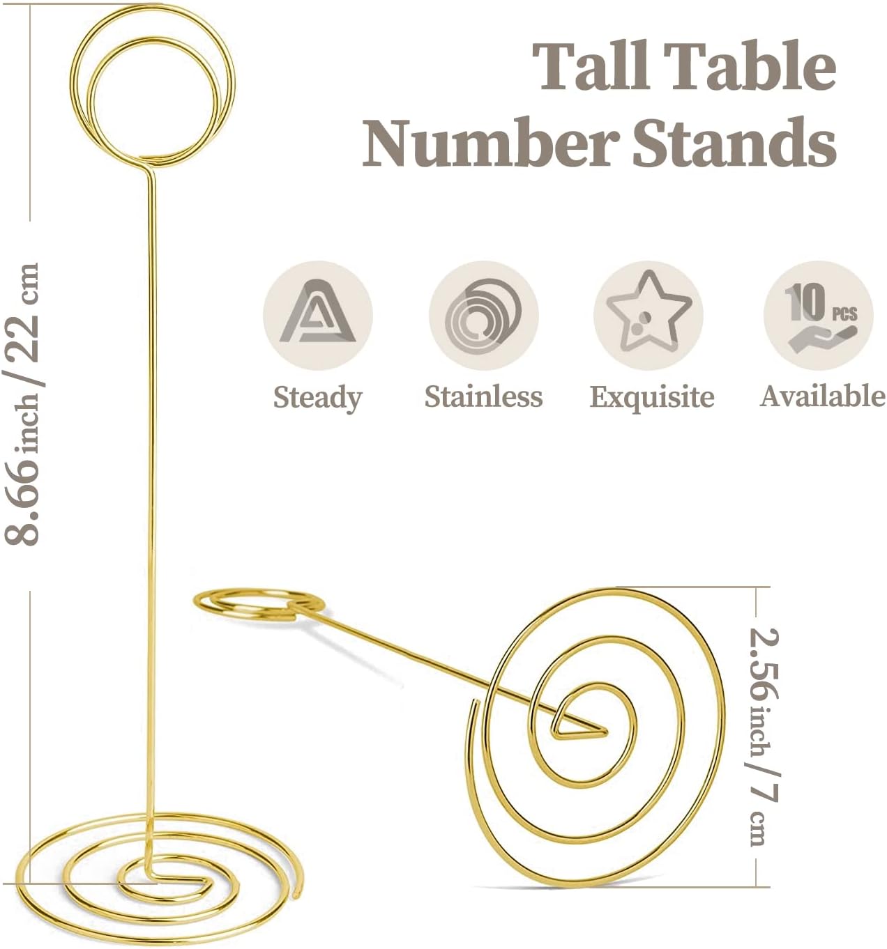 Soportes tarjetas mesa 8.75pulg dorado 10 Uds