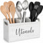 Soporte utensilios cocina madera 3 compartimentos drenaje