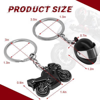 2 Pzas Llavero Casco Moto 3D Metal Negro