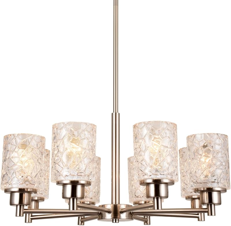 Candelabro comedor 24" 8 luces níquel cepillado