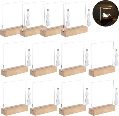 Base luz LED madera acrílica 7" cables USB