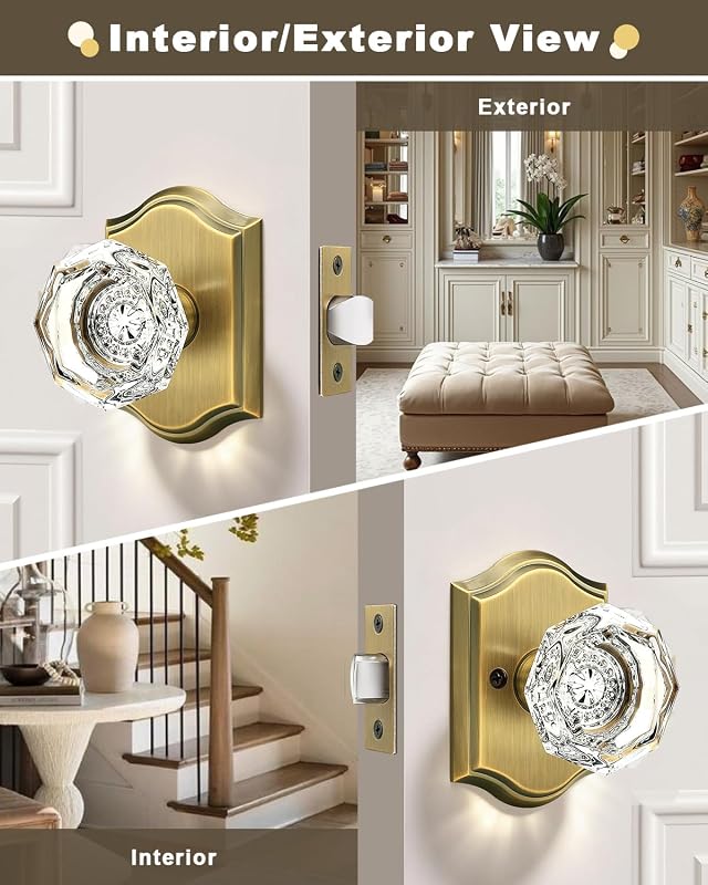 10 Pomos Puerta Latón Antiguo Cristal Transparente Sin Llave