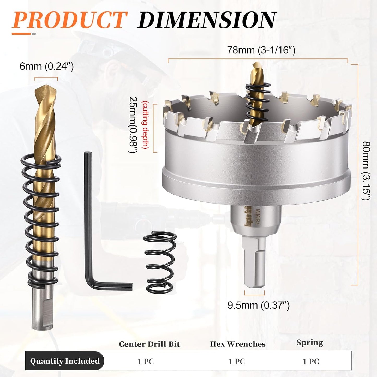 Kit sierra perforadora carburo tungsteno acero inox