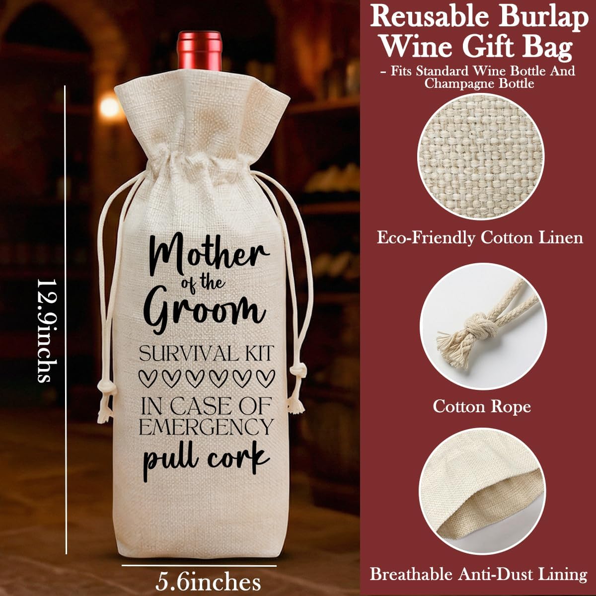 Bolsa de vino para madre del novio, regalo para mamá en día de la madre, boda o fiesta