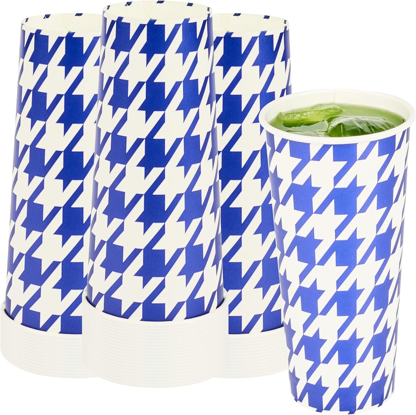 Vasos papel frío 24oz doble poliéster 500uds azul blanco