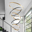 Candelabro LED 5 Anillos Oro Control Remoto Techo Alto