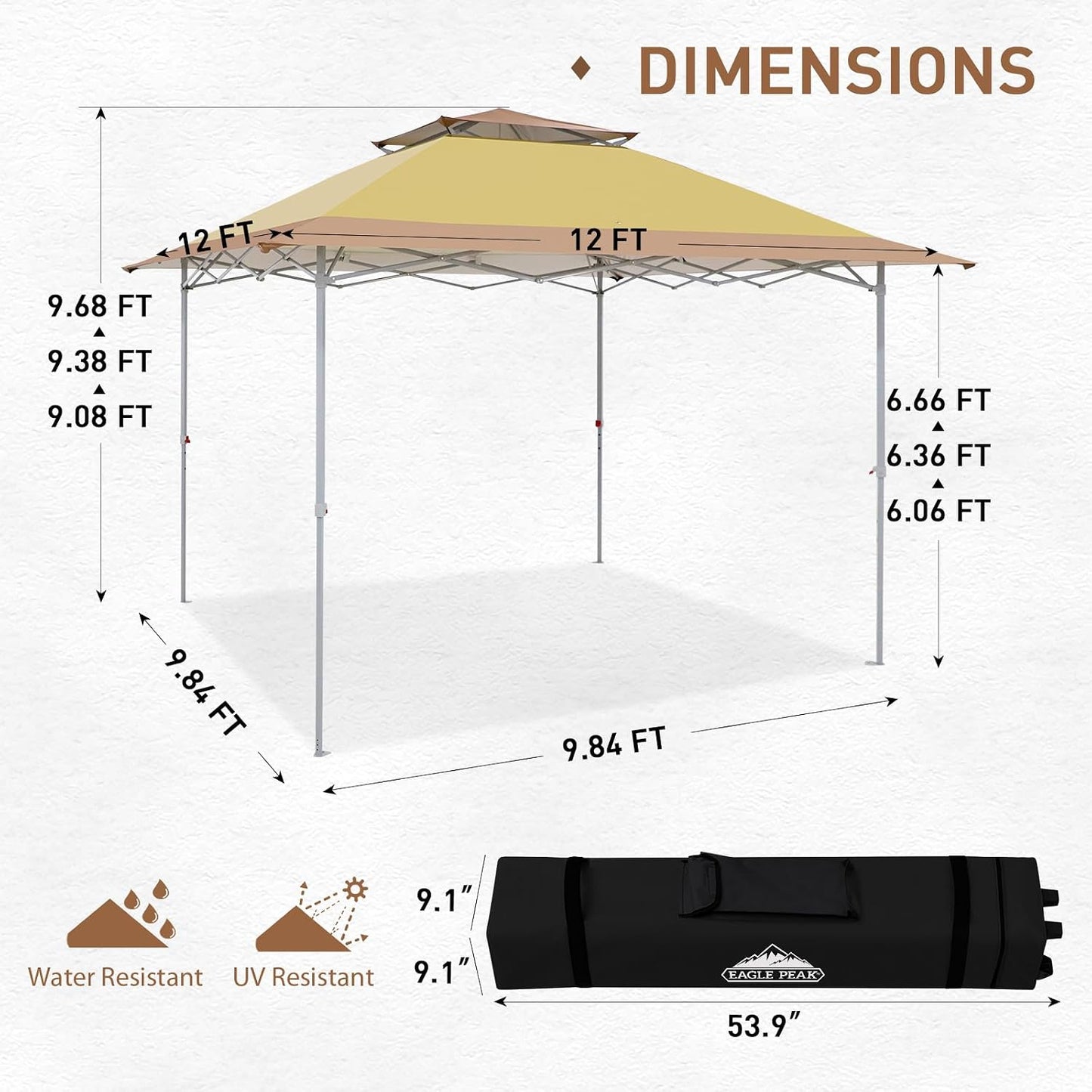 Tienda campaña 12x12 plegable con toldo automático beige