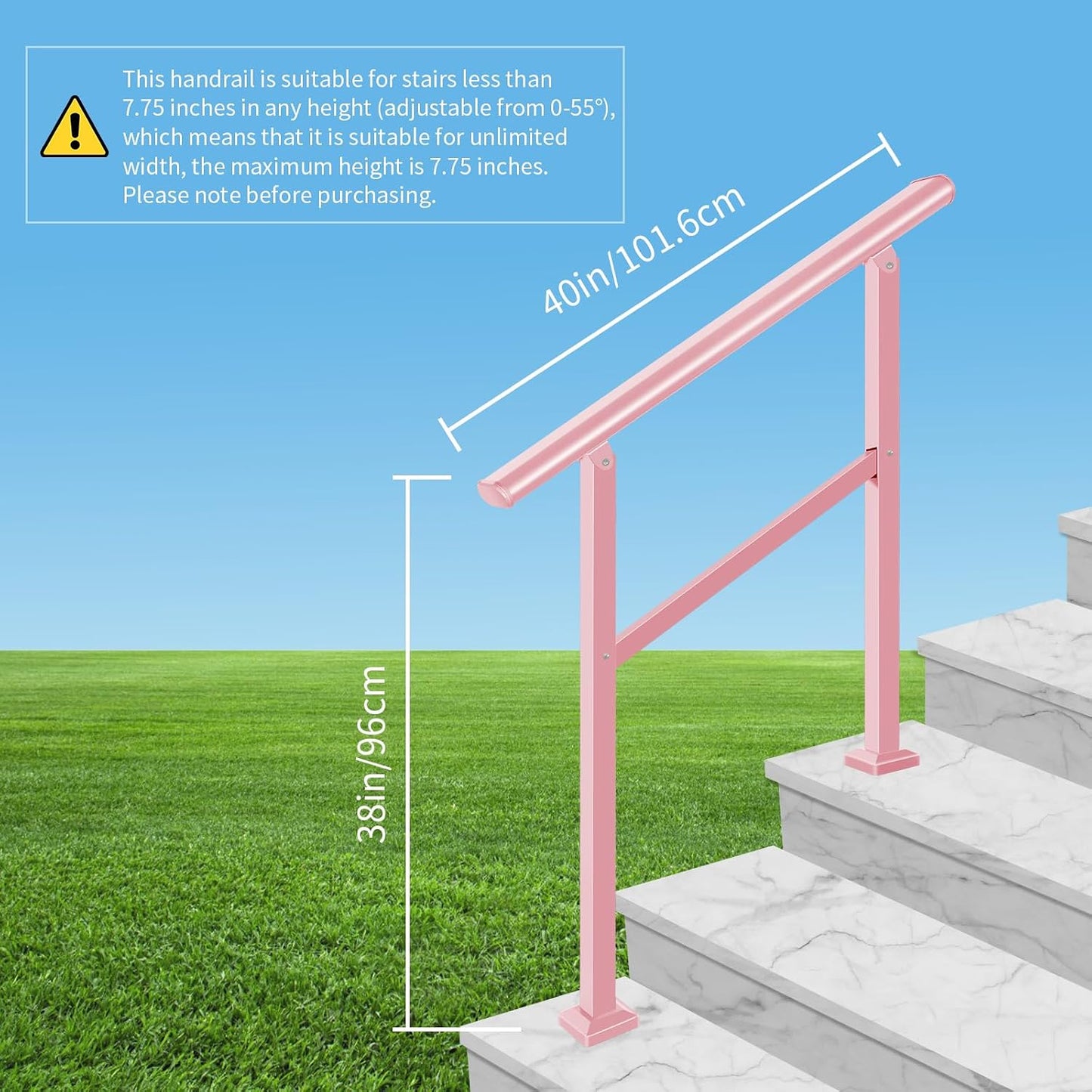 Barandilla escalera metal rosa ajustable 1-3 escalones