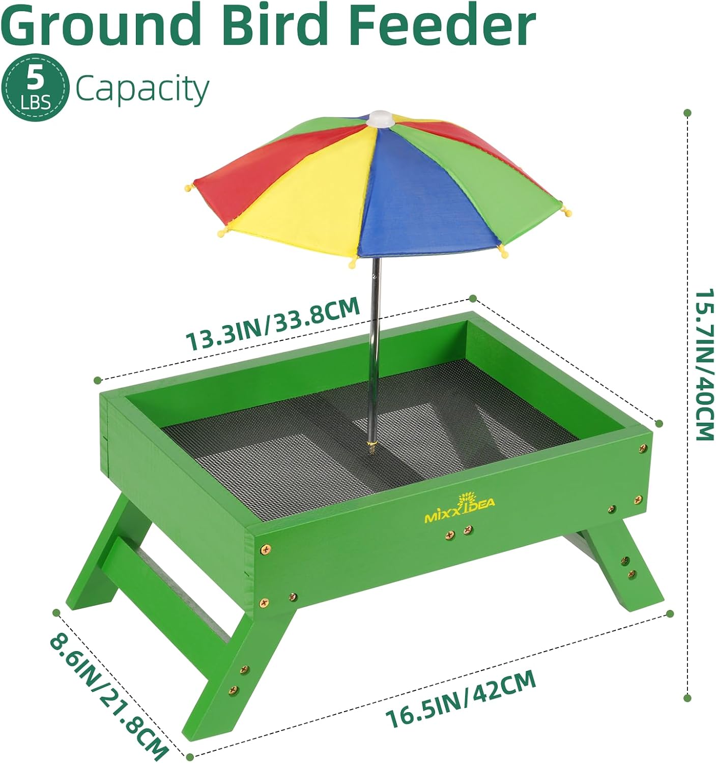Comedero pájaros y ardillas de madera para exteriores