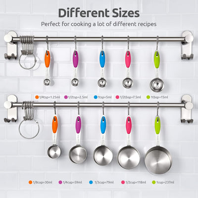 Set 10 Pzas Tazas y Cucharas Medidoras Acero Inox 18/8