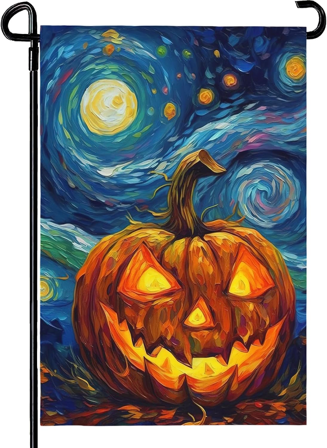 Bandera jardín Halloween calabaza Van Gogh estrellas luna