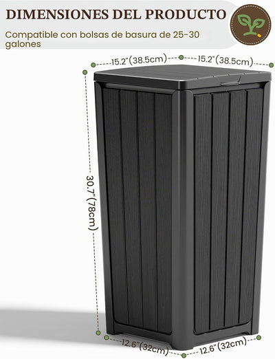 Cubo basura grande resina impermeable color negro