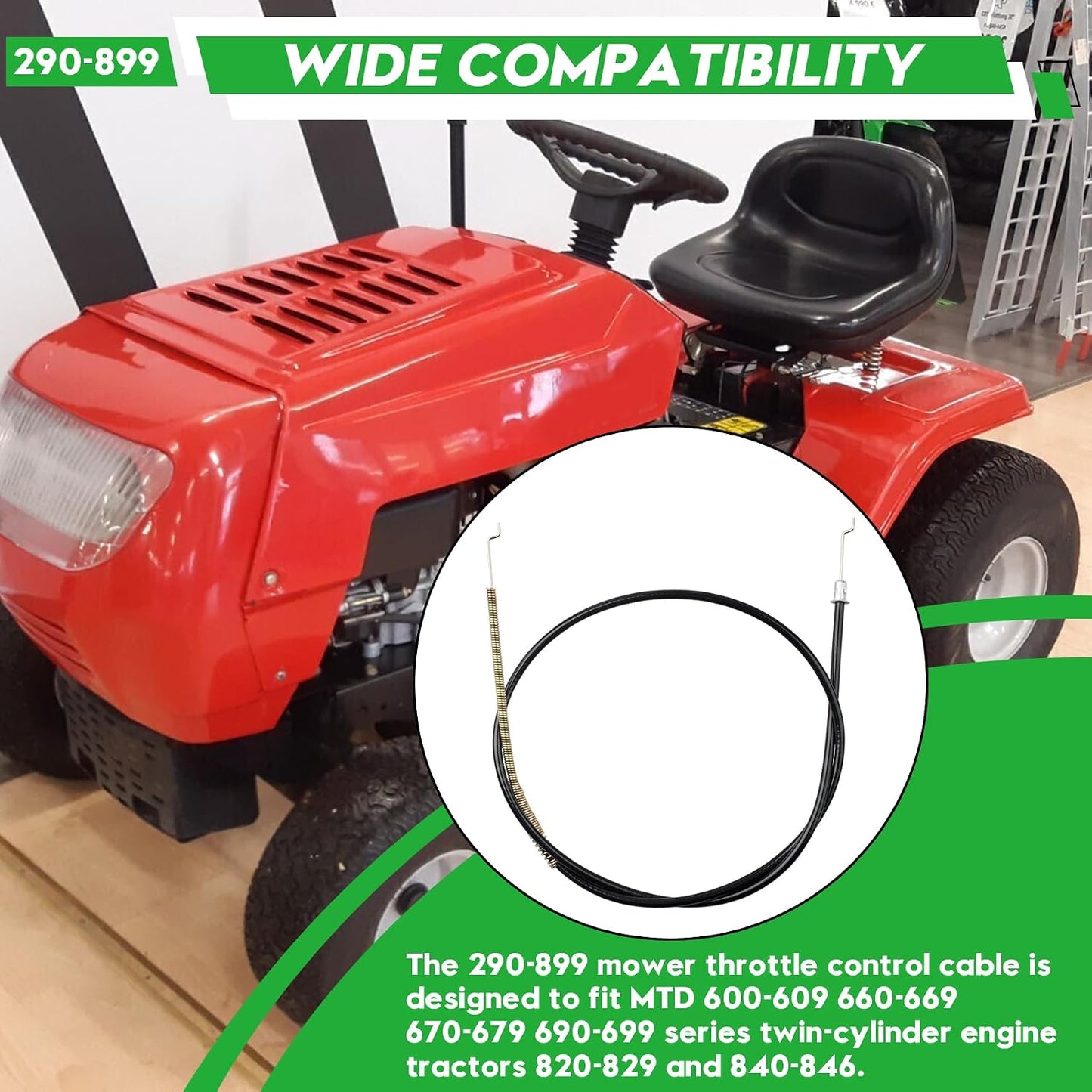 Cable acelerador repuesto tractor césped 35"