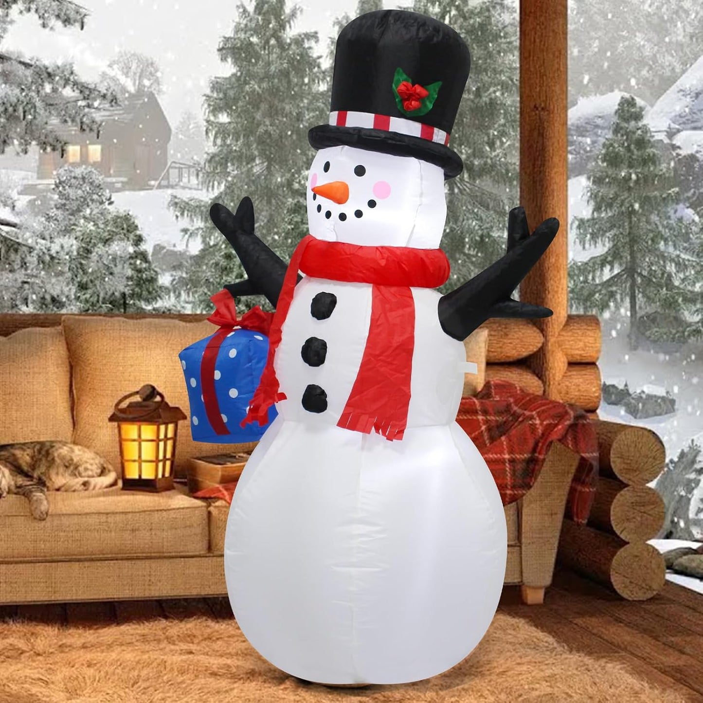 Muñeco nieve inflable 4ft con luces LED patio jardín