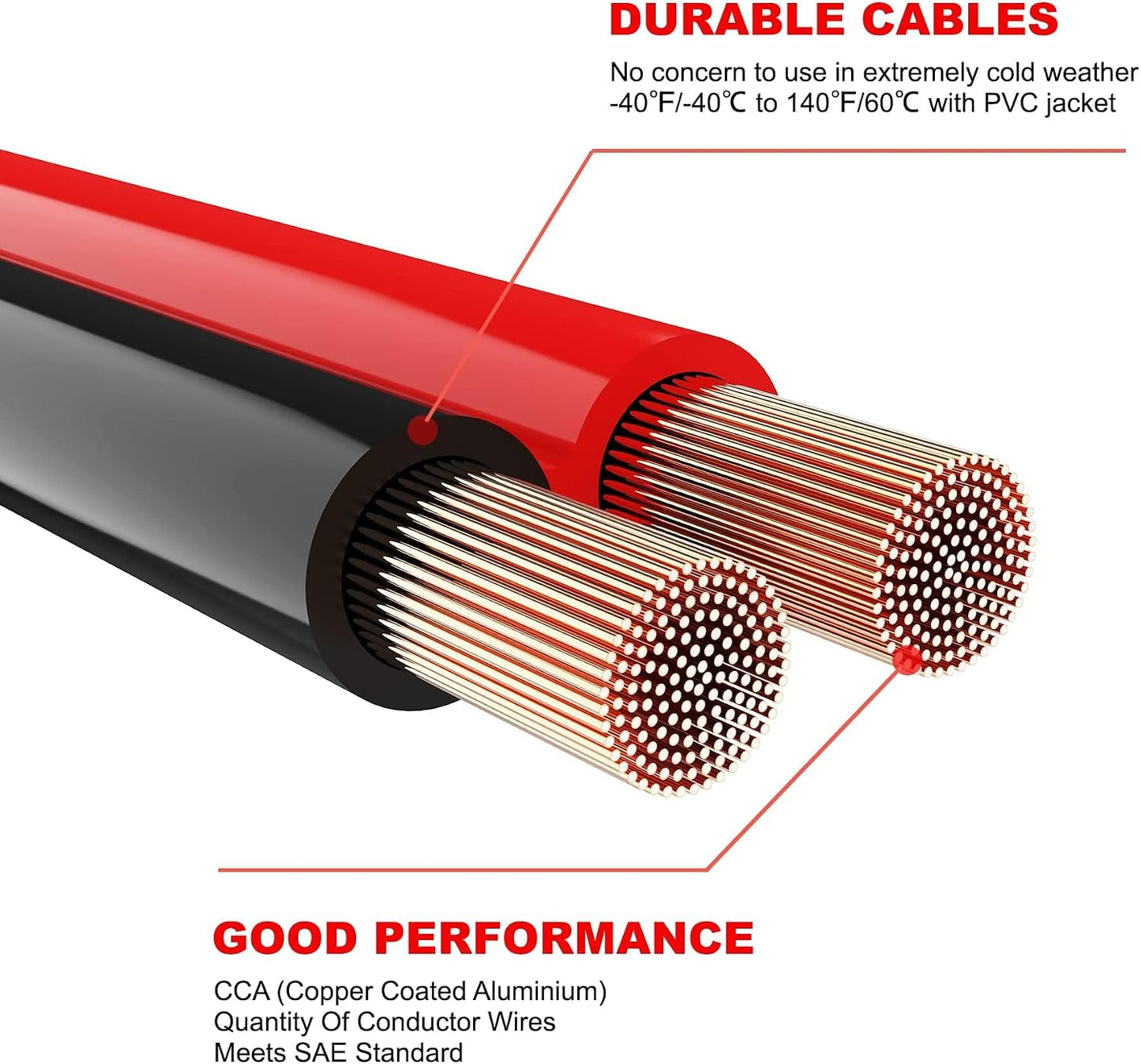 Cables puente 0AWG 25pies resistentes con bolsa 600d