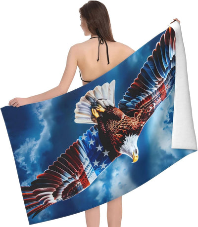 Toalla playa algodón felpa estampado águila 52x32"