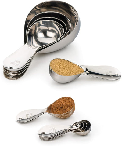 Juego 4 Vasos Medidores Acero Inox Ovalados 1/8 a 1 Taza