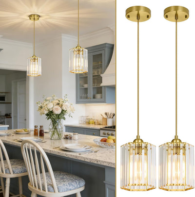 2 Lámparas Colgantes Cristal Modernas para Isla Cocina Dormitorio