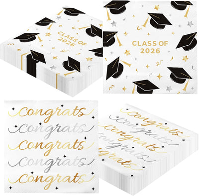 50 Servilletas Cóctel Blancas para Graduación