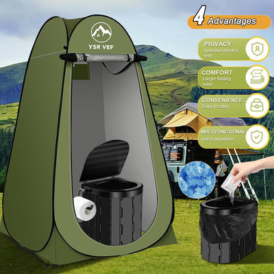 Kit baño portátil con toldo privado y bolsas gel para camping