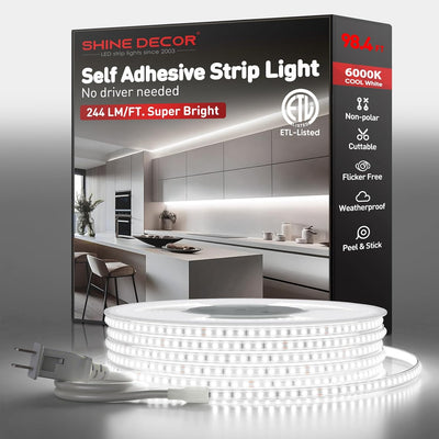 Tira luces LED 24000LM 120V sin driver cortable adhesiva