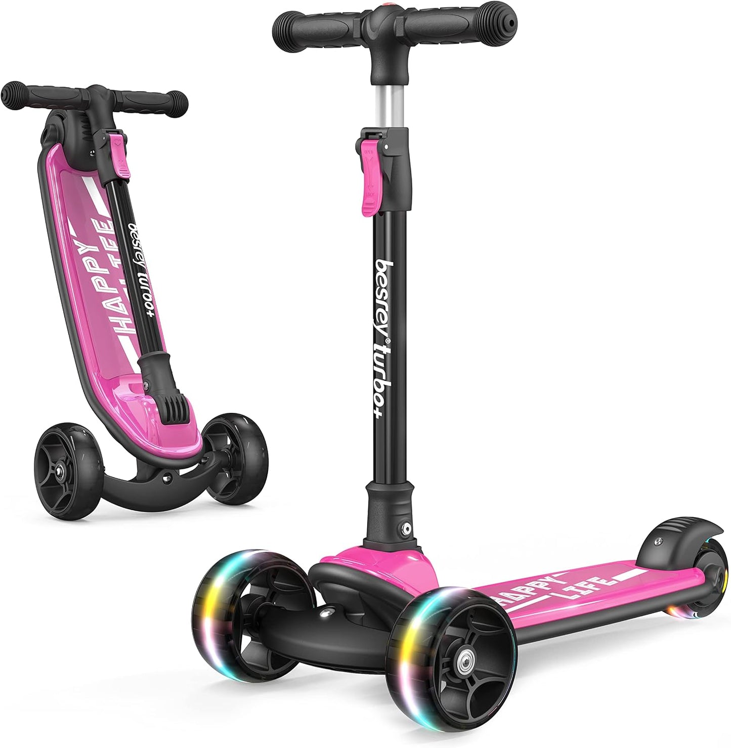 Patinete plegable 3 ruedas niños luz led plataforma ancha