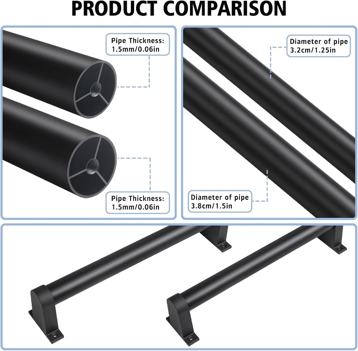 Barandilla escalera metal tubo 1.5pulg montaje pared