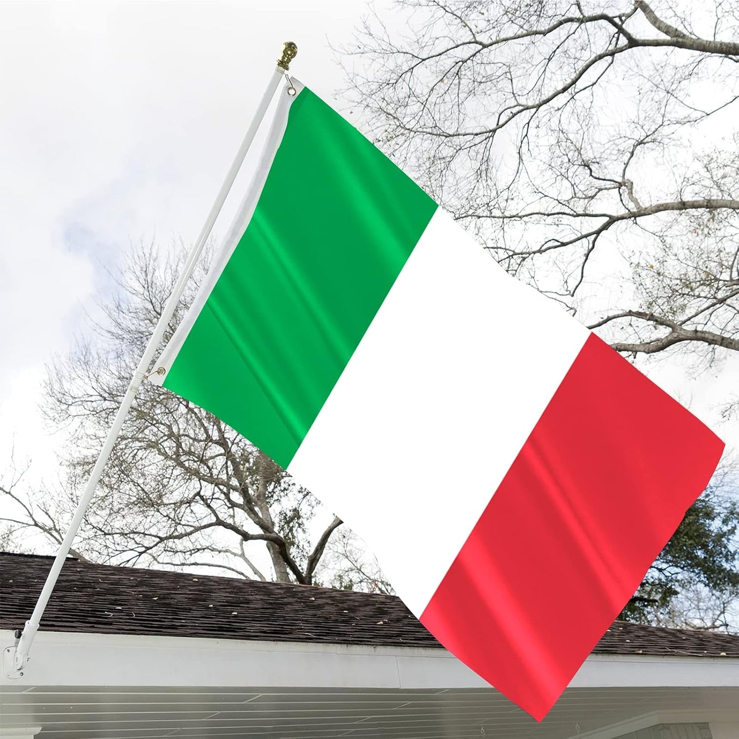 Bandera italiana 2x3ft doble cara poliéster 200D cabecera