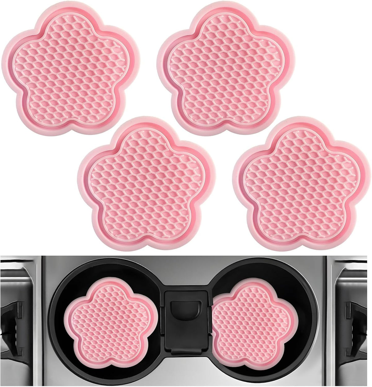 4 Pzas posavasos automóvil tapete flor antideslizante PVC