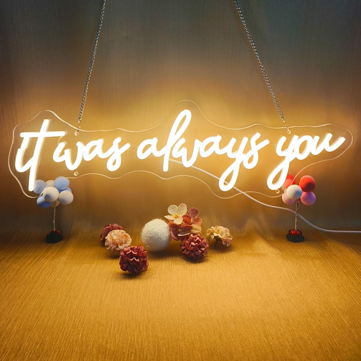 Letrero neón 22.5pulg It Was Always You USB bodas dormitorio